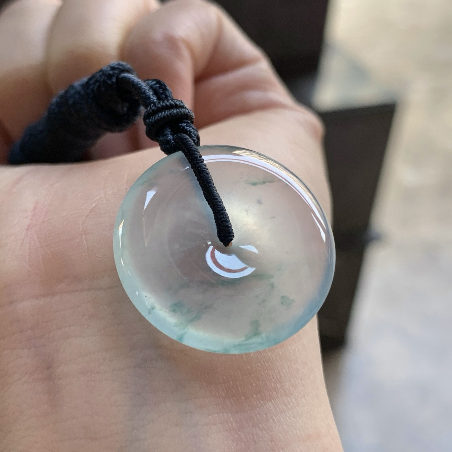 冰蓝花平安扣^_^透亮 尺寸25.5-4.6