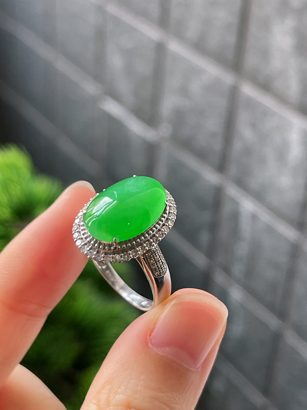 18k翡翠冰阳绿色戒指