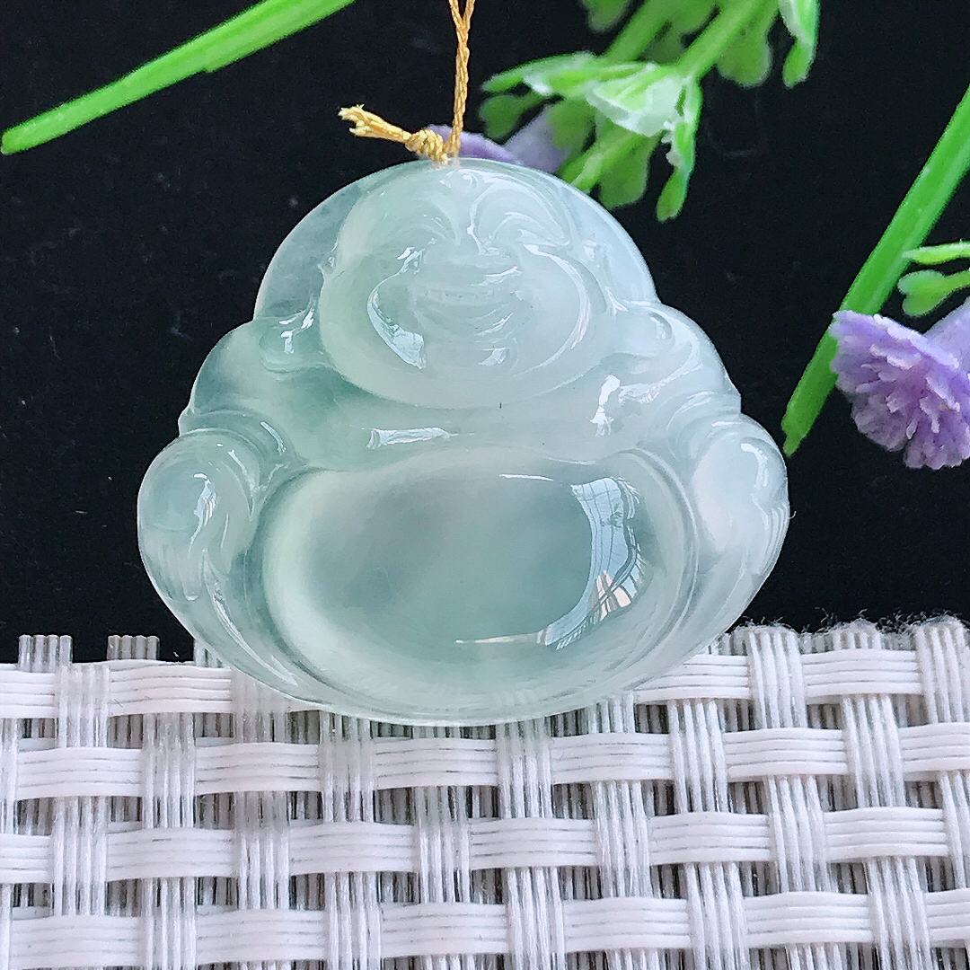 实拍A货翡翠27/30.8/7.3老坑冰种起光佛公吊坠翡翠玉佛挂件