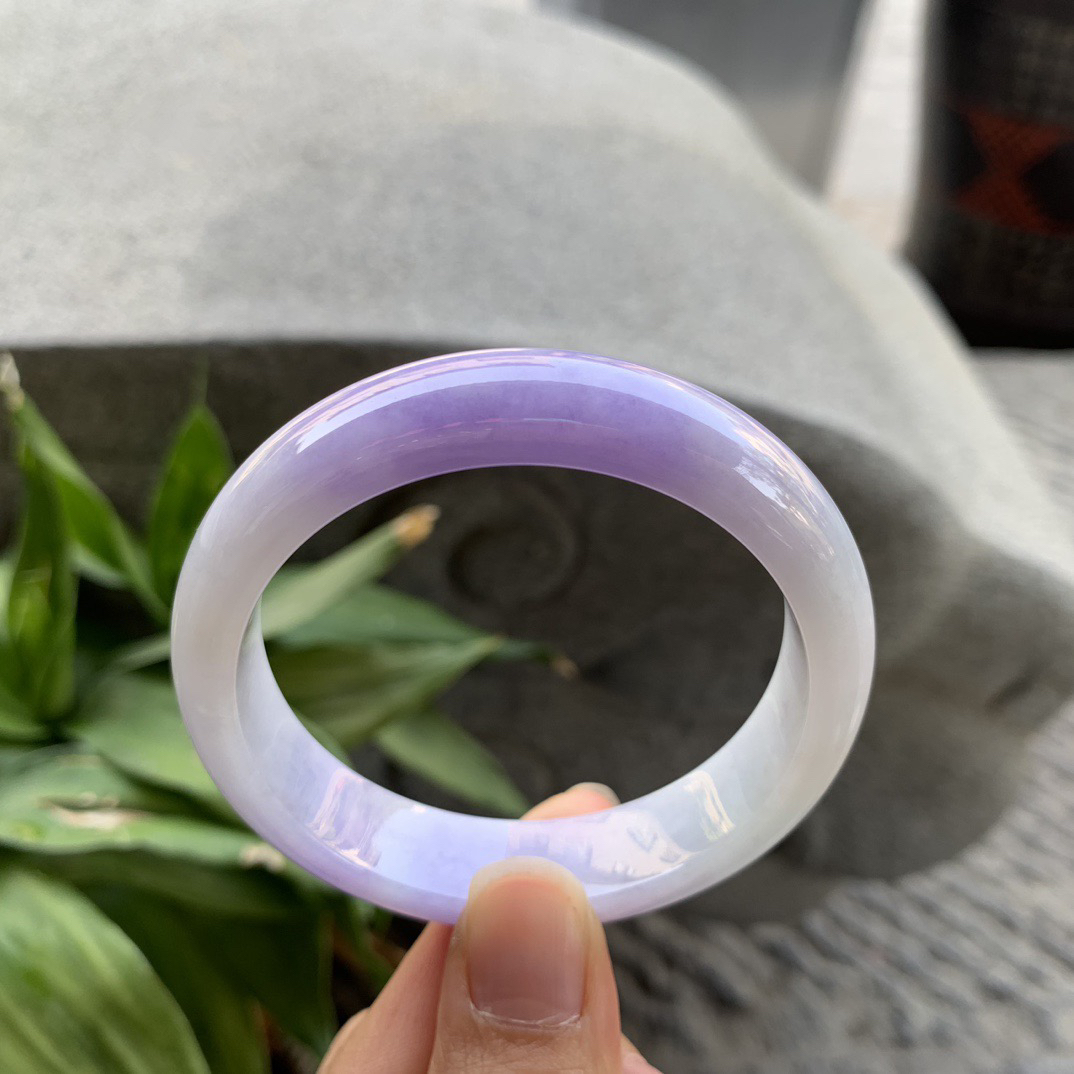 小圈口 53.3-13-7.5【浓紫正圈手镯】正圈53 54可戴 冰透水润 起光 底子细腻