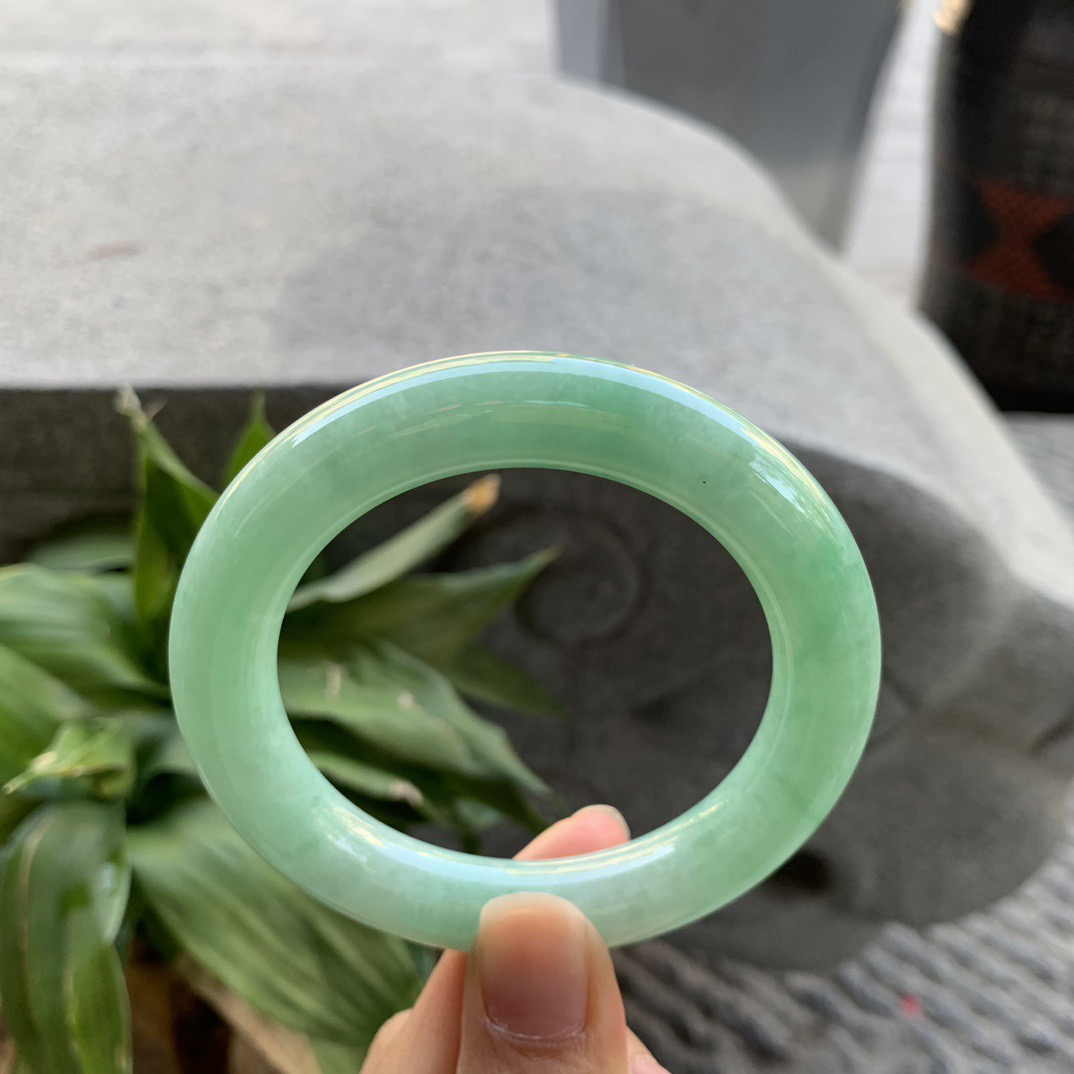 圈口 54.4-10.9【满绿圆条手镯】圆条54 55可戴