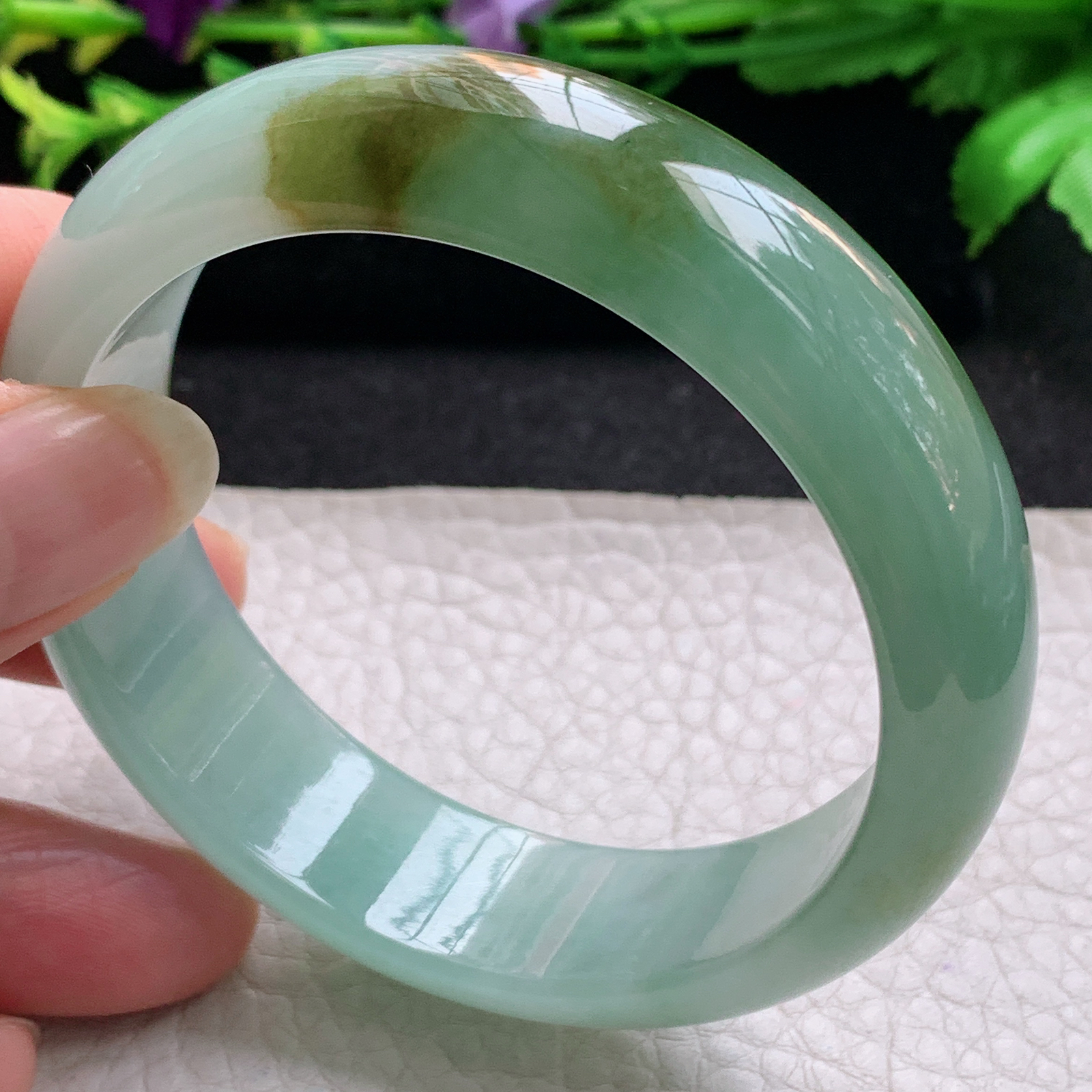 hh实拍55.5*16*7.5轮胎镯 缅甸翡翠a货玉手镯精美冰胶双彩正圈玉手环