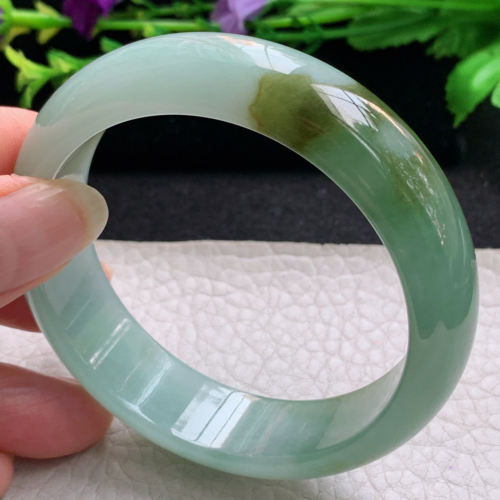 hh实拍55.5*16*7.5轮胎镯 缅甸翡翠a货玉手镯精美冰胶双彩正圈玉手环