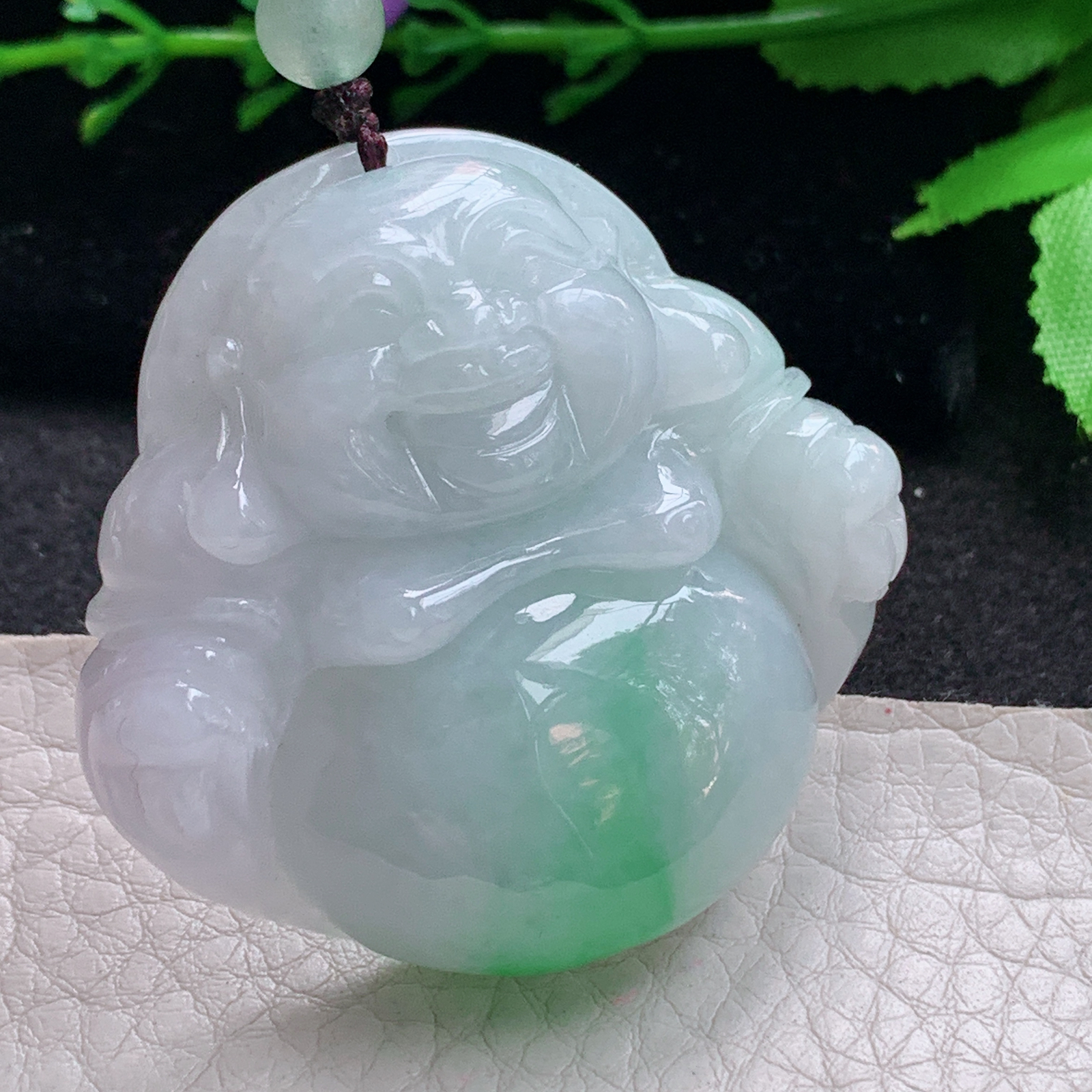 zen实拍43.8*46*13.3缅甸天然翡翠a货精雕清爽佛公玉项坠 玉挂件