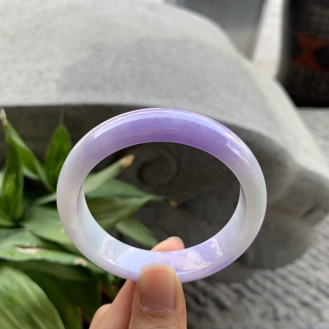 小圈口 53.3-13-7.5【浓紫正圈手镯】正圈53 54可戴 冰透水润 起光 底子细腻