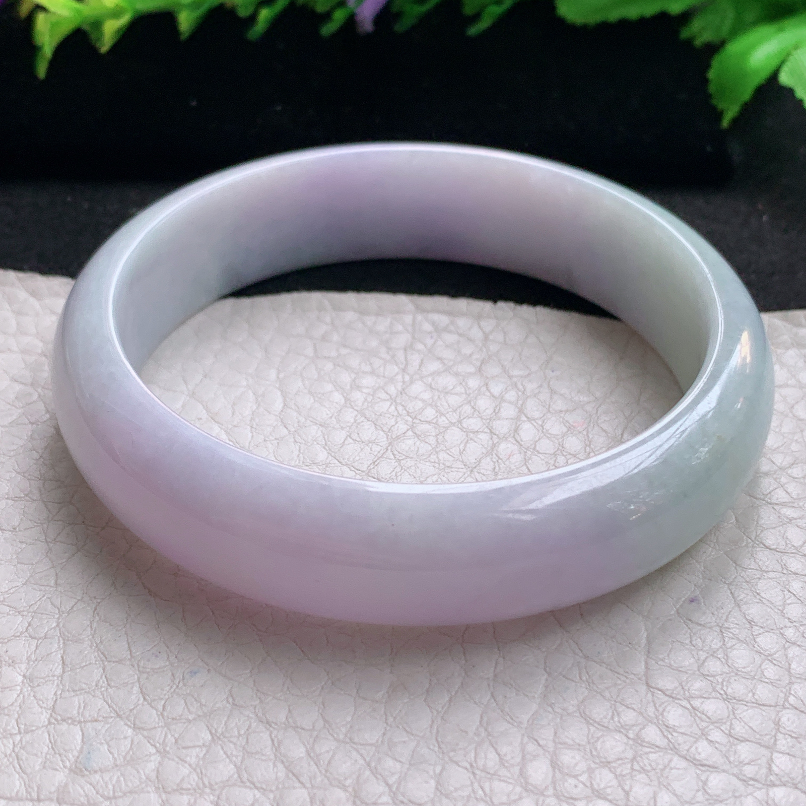 hh大圈口60.8*15.2*7.3轮胎镯 缅甸翡翠a货玉手镯精美淡春蓝彩正圈玉手环