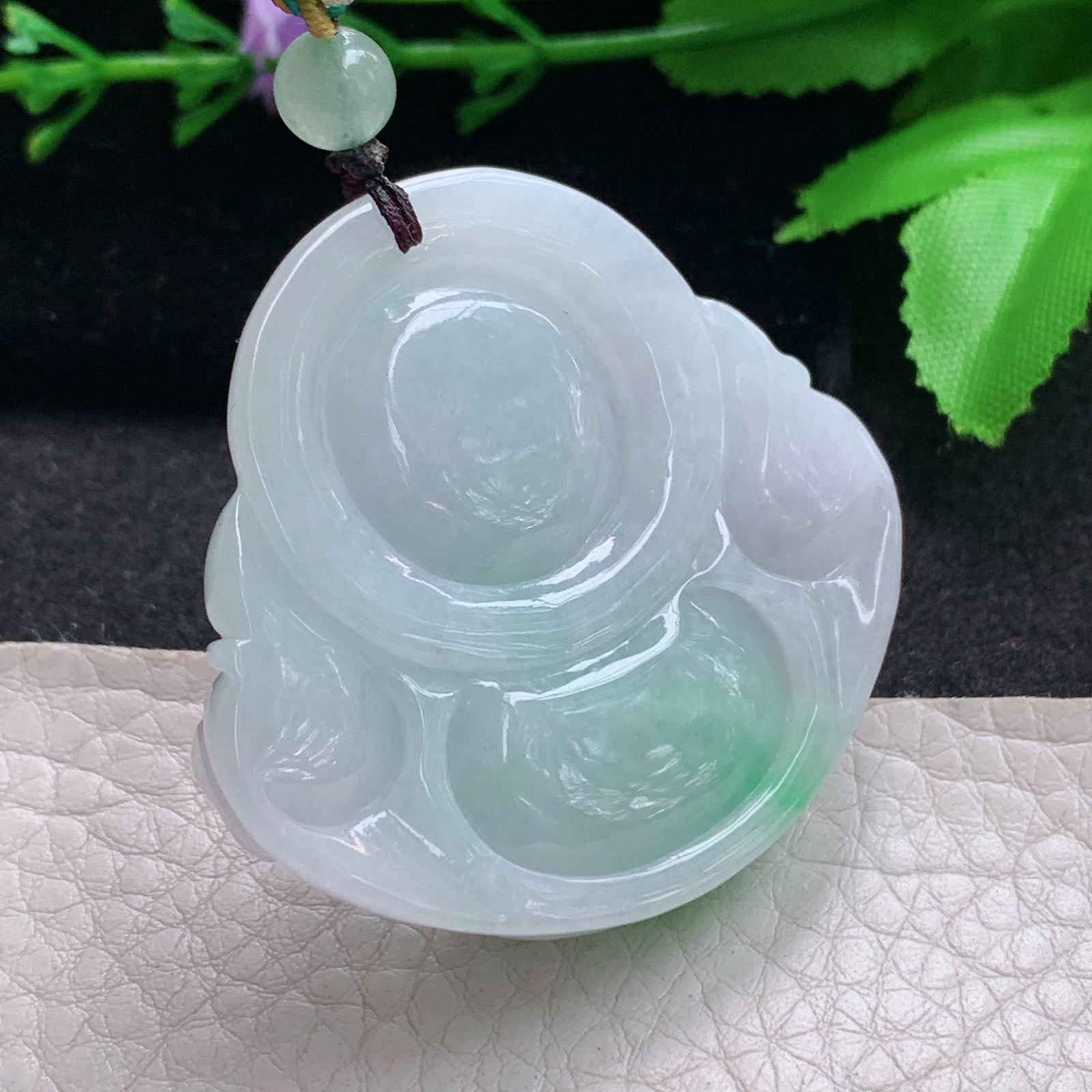 zen实拍43.8*46*13.3缅甸天然翡翠a货精雕清爽佛公玉项坠 玉挂件