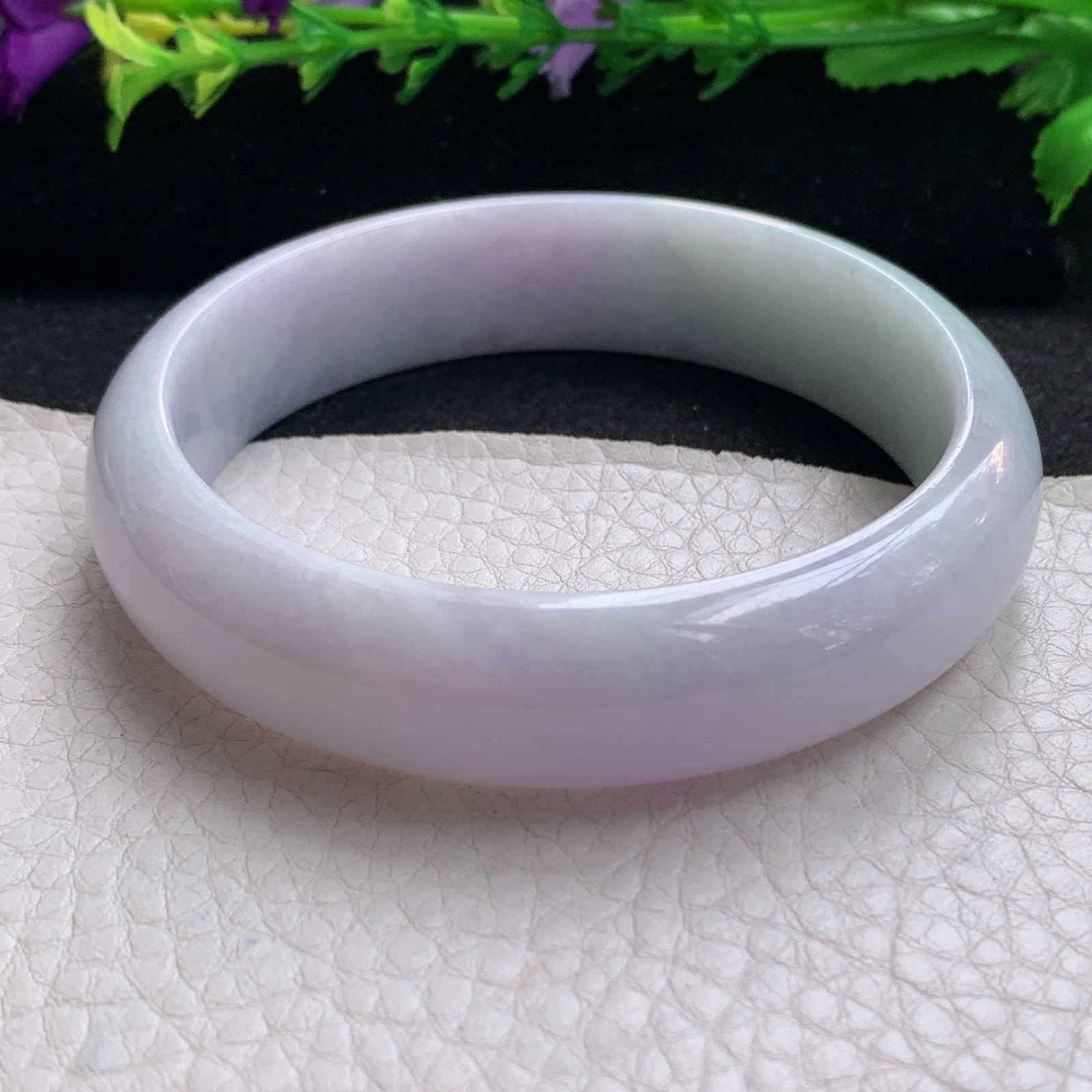 hh大圈口60.8*15.2*7.3轮胎镯 缅甸翡翠a货玉手镯精美淡春蓝彩正圈玉手环