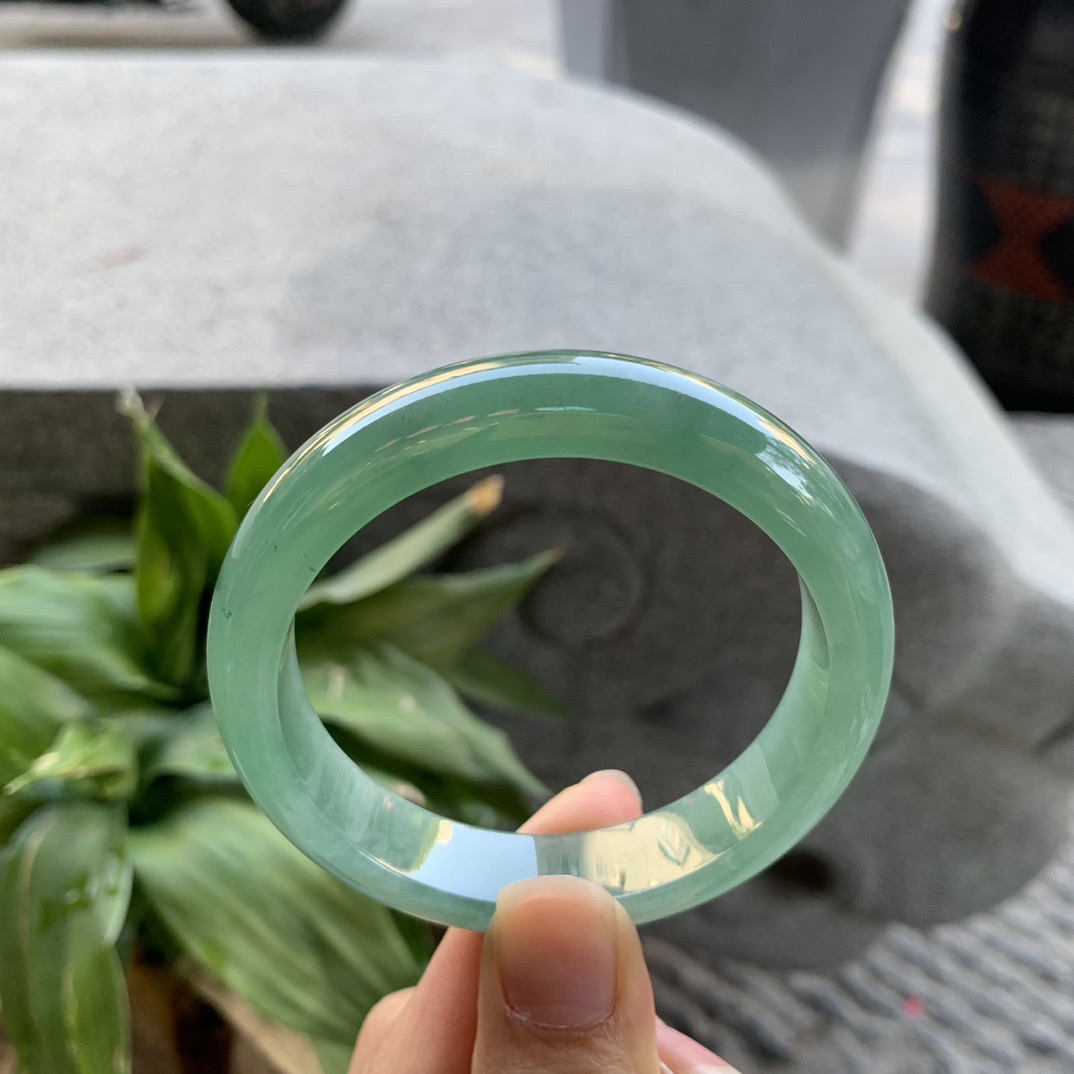 小圈口53.4-12.2-7.6 【满绿正圈手镯】正圈53 54可戴