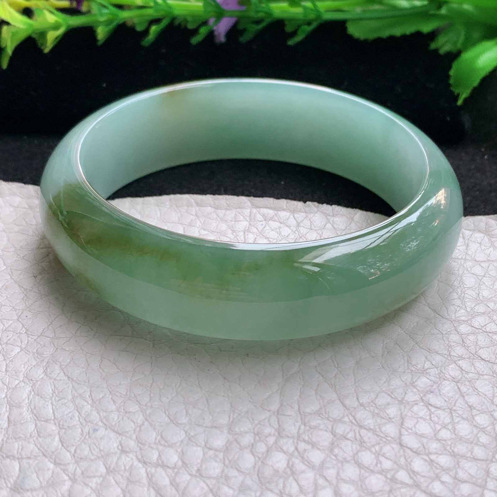 hh实拍55.5*16*7.5轮胎镯 缅甸翡翠a货玉手镯精美冰胶双彩正圈玉手环