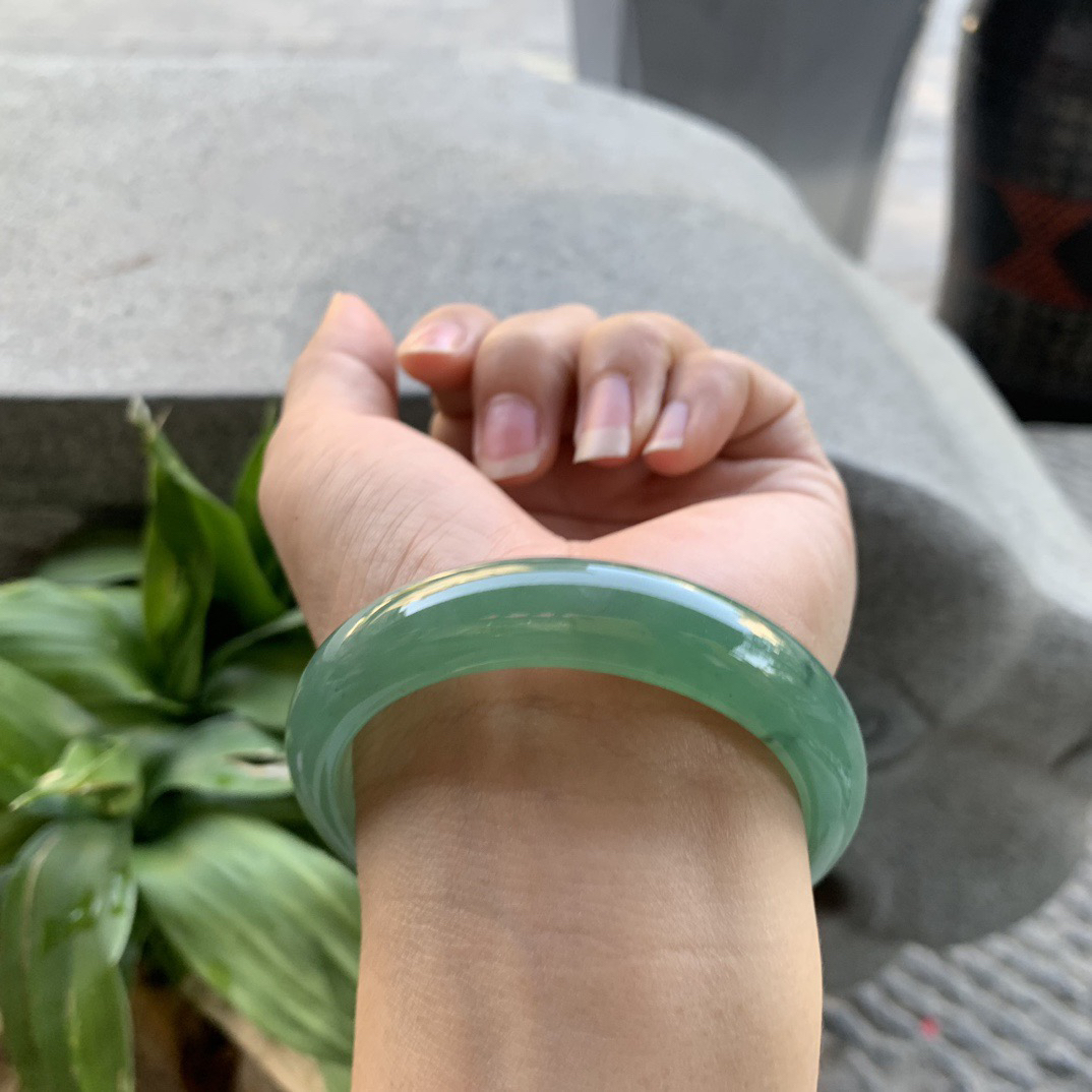 小圈口53.4-12.2-7.6 【满绿正圈手镯】正圈53 54可戴