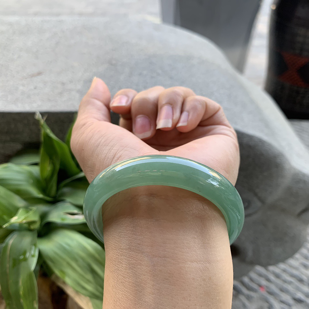 小圈口53.4-12.2-7.6 【满绿正圈手镯】正圈53 54可戴