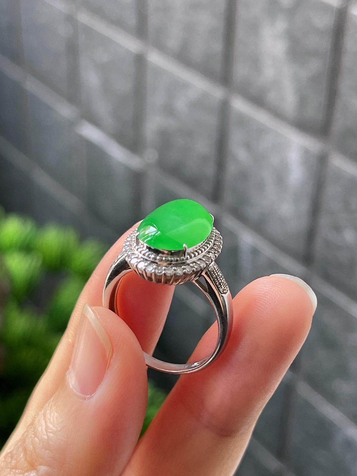 18k翡翠冰阳绿色戒指