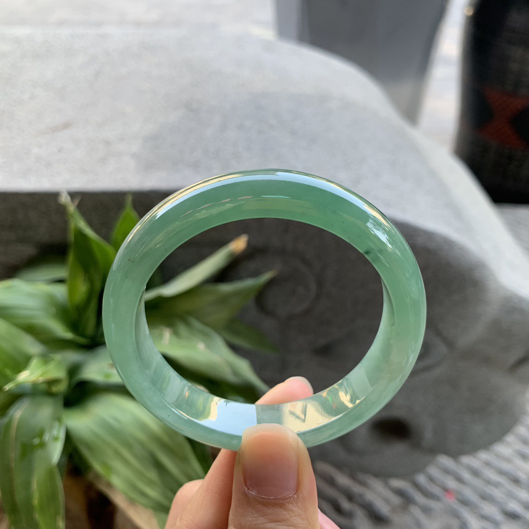 小圈口53.4-12.2-7.6 【满绿正圈手镯】正圈53 54可戴