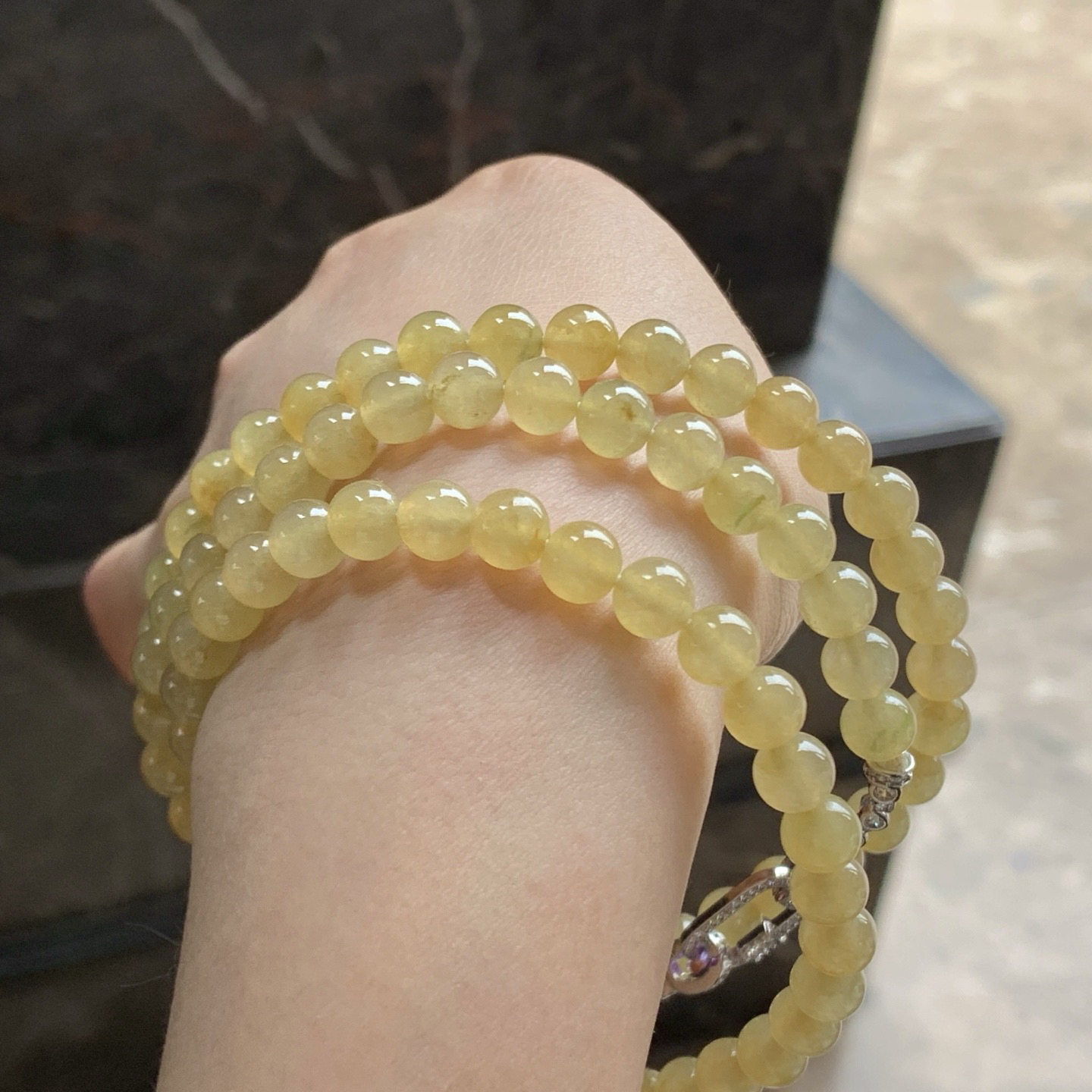 冰黄珠链^_^鲜艳 水润