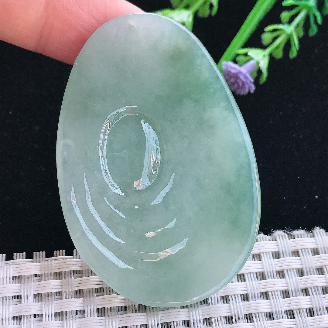 实拍A货翡翠58/39.6/7.3老坑冰润起胶晴底如来佛祖吊坠翡翠挂件