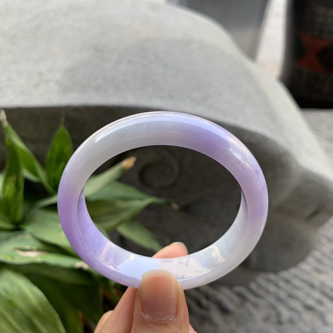 小圈口 53.3-13-7.5【浓紫正圈手镯】正圈53 54可戴 冰透水润 起光 底子细腻