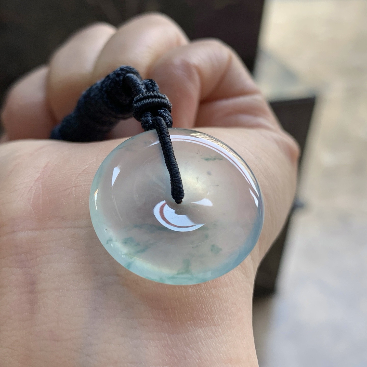 冰蓝花平安扣^_^透亮 尺寸25.5-4.6