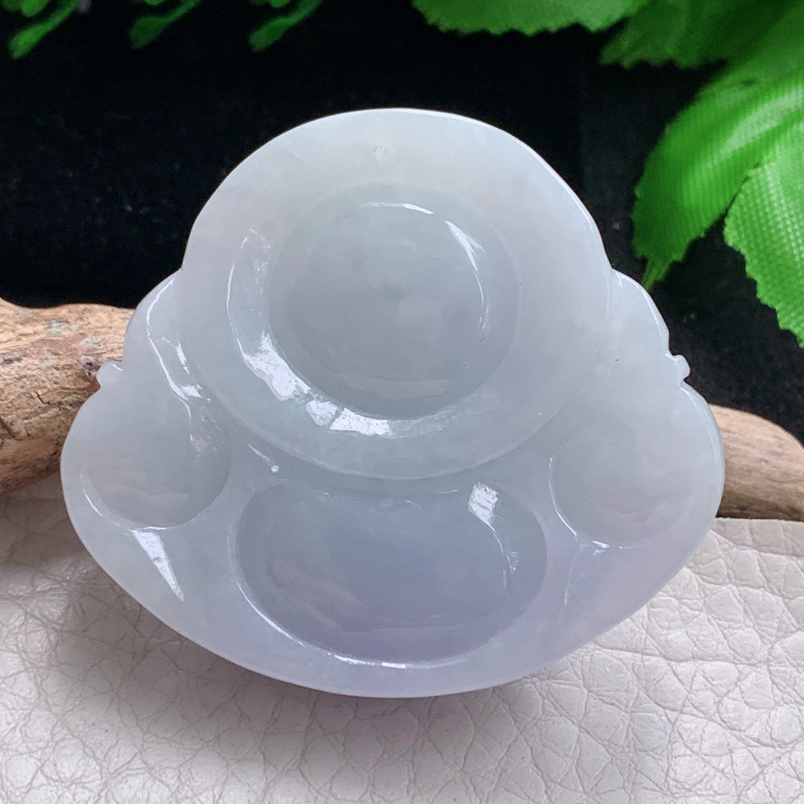 zen实拍41.5*46*12.5缅甸天然翡翠a货精雕清爽紫罗兰佛公玉项坠 玉挂件