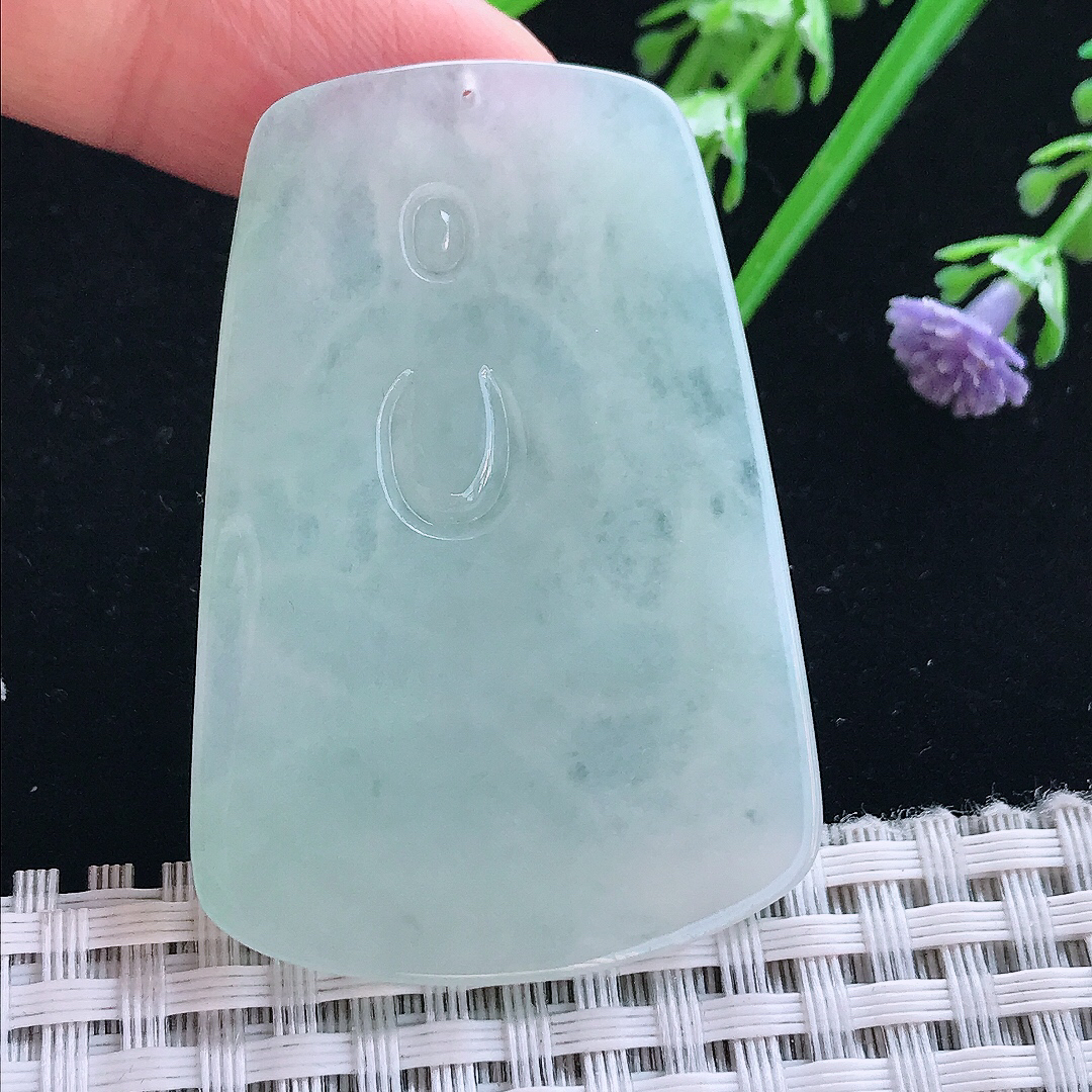 实拍A货翡翠50/34.8/4.2老坑冰胶水灵冰晴普贤菩萨吊坠翡翠挂件