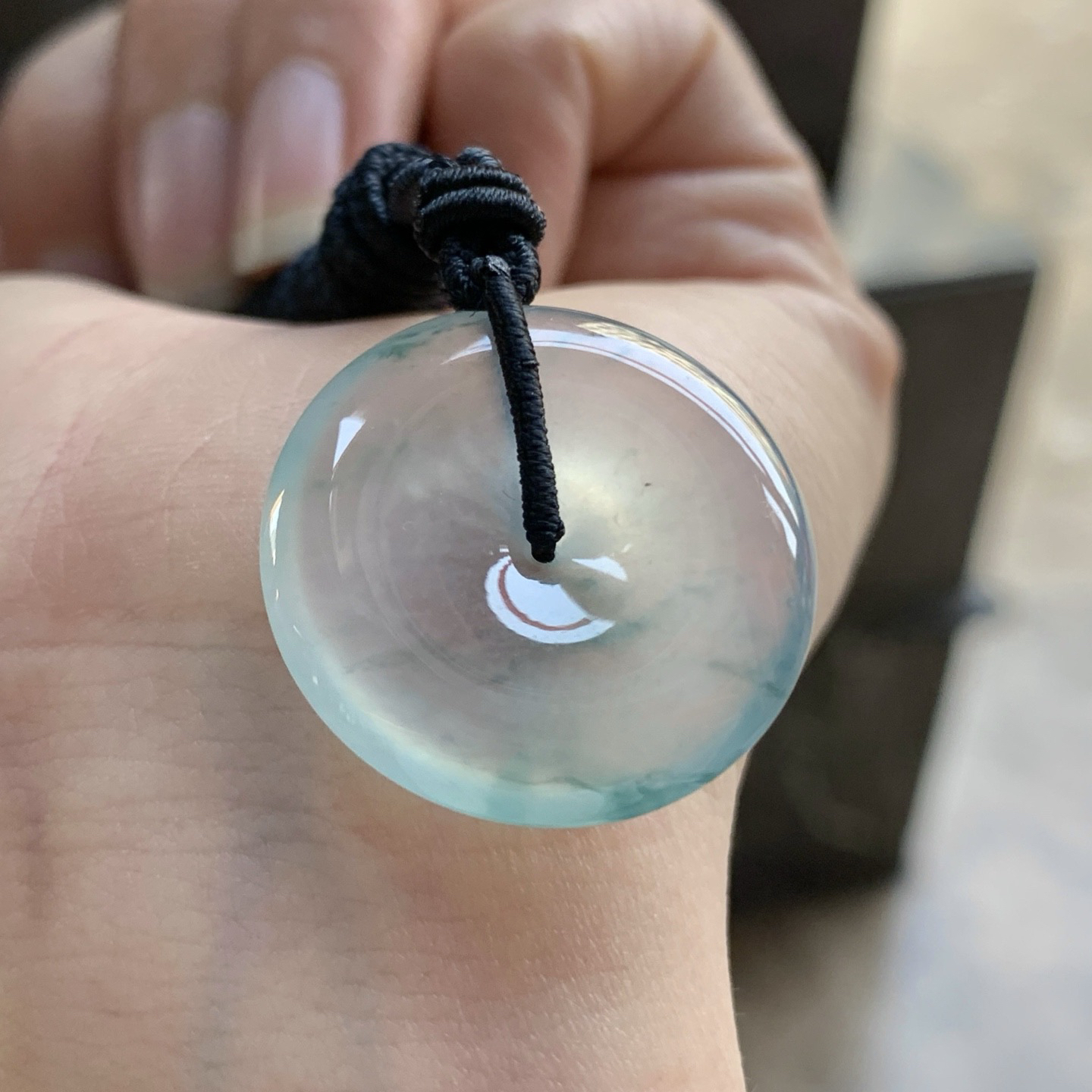 冰蓝花平安扣^_^透亮 尺寸25.5-4.6