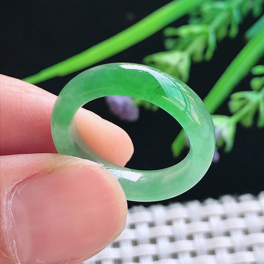 实拍A货翡翠17.5/5.6/3.7老坑冰阳绿戒指指环男女戒
