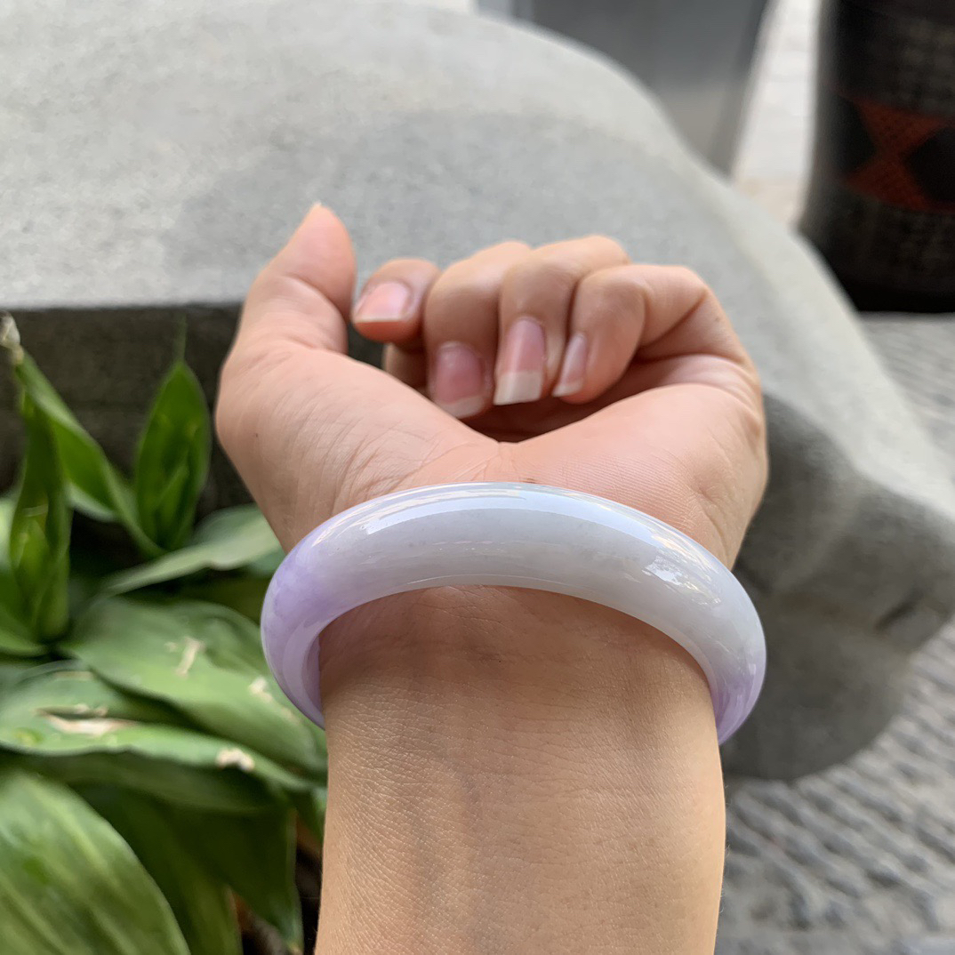 小圈口 53.3-13-7.5【浓紫正圈手镯】正圈53 54可戴 冰透水润 起光 底子细腻