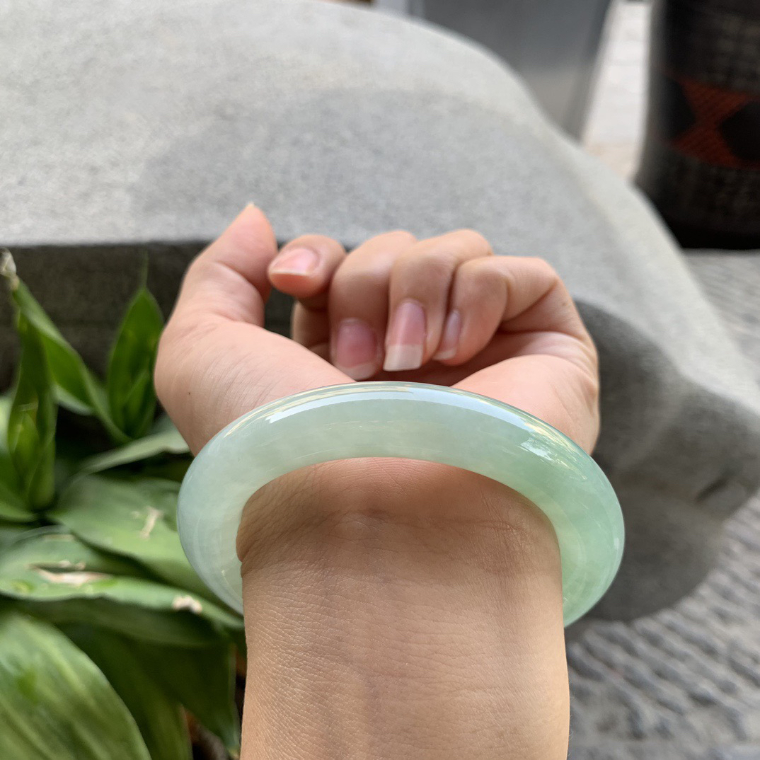 圈口55.2-11.4 【冰绿圆条手镯】圆条55 56可戴