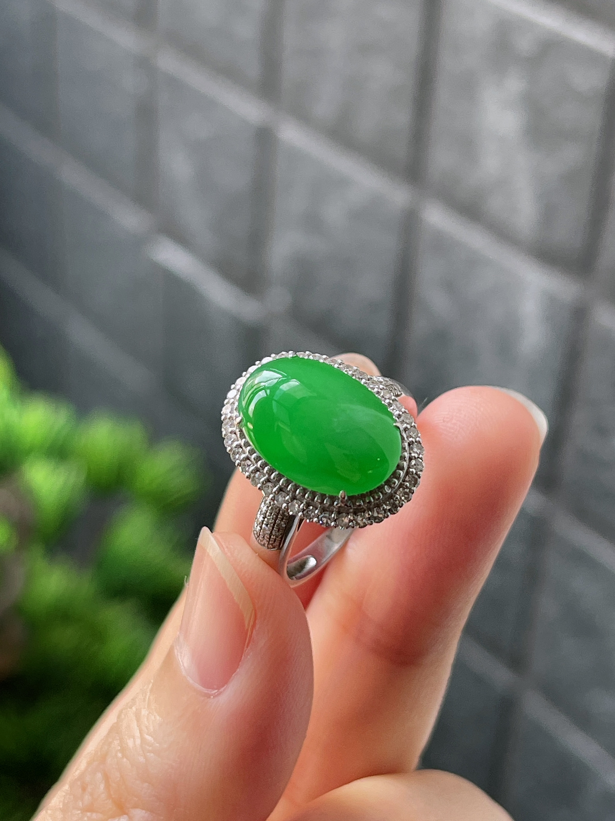 18k翡翠冰阳绿色戒指