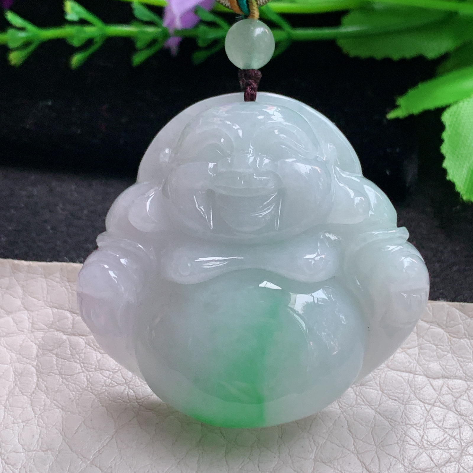 zen实拍43.8*46*13.3缅甸天然翡翠a货精雕清爽佛公玉项坠 玉挂件