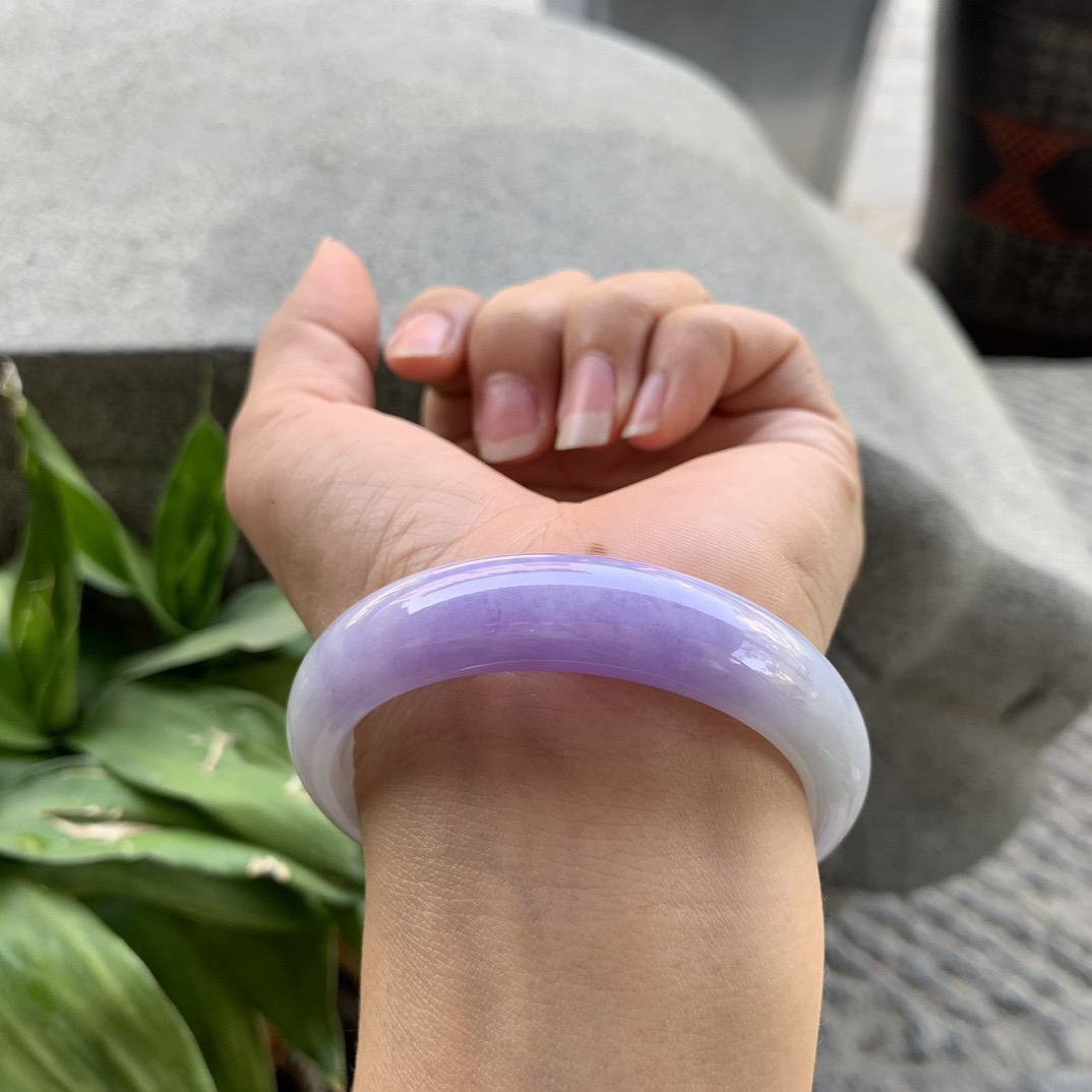 小圈口 53.3-13-7.5【浓紫正圈手镯】正圈53 54可戴 冰透水润 起光 底子细腻