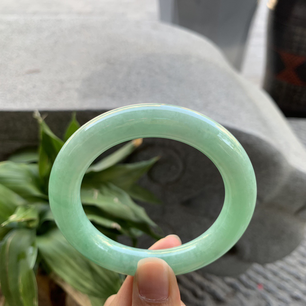 圈口 54.4-10.9【满绿圆条手镯】圆条54 55可戴