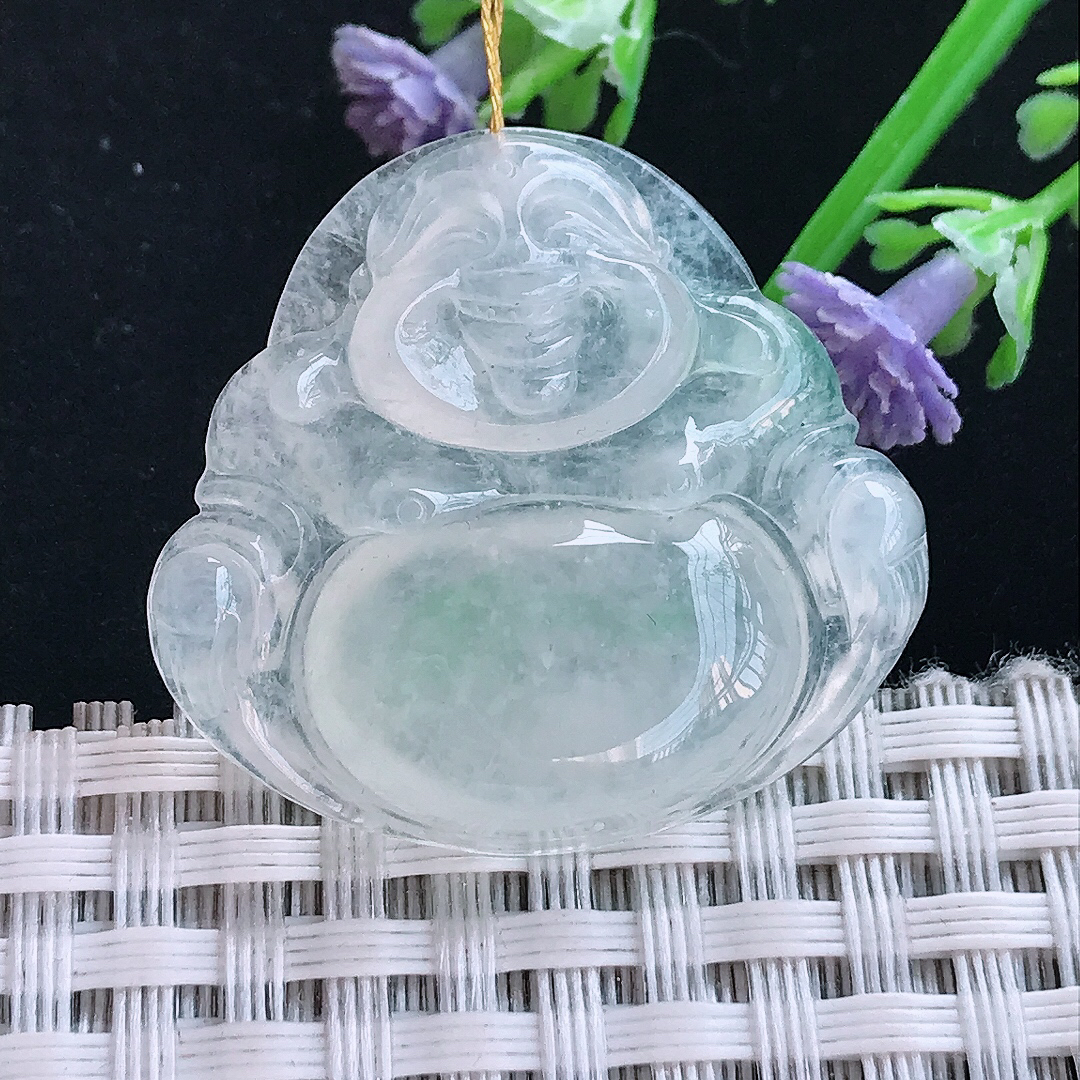 实拍A货翡翠29.5/31.6/6.1老坑冰种冰透佛公吊坠翡翠玉佛挂件