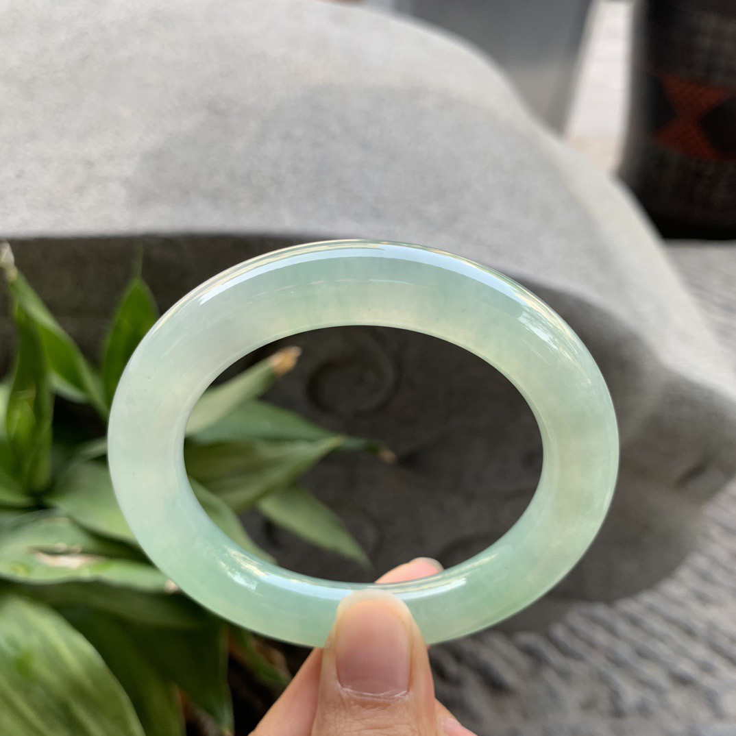 圈口55.2-11.4 【冰绿圆条手镯】圆条55 56可戴