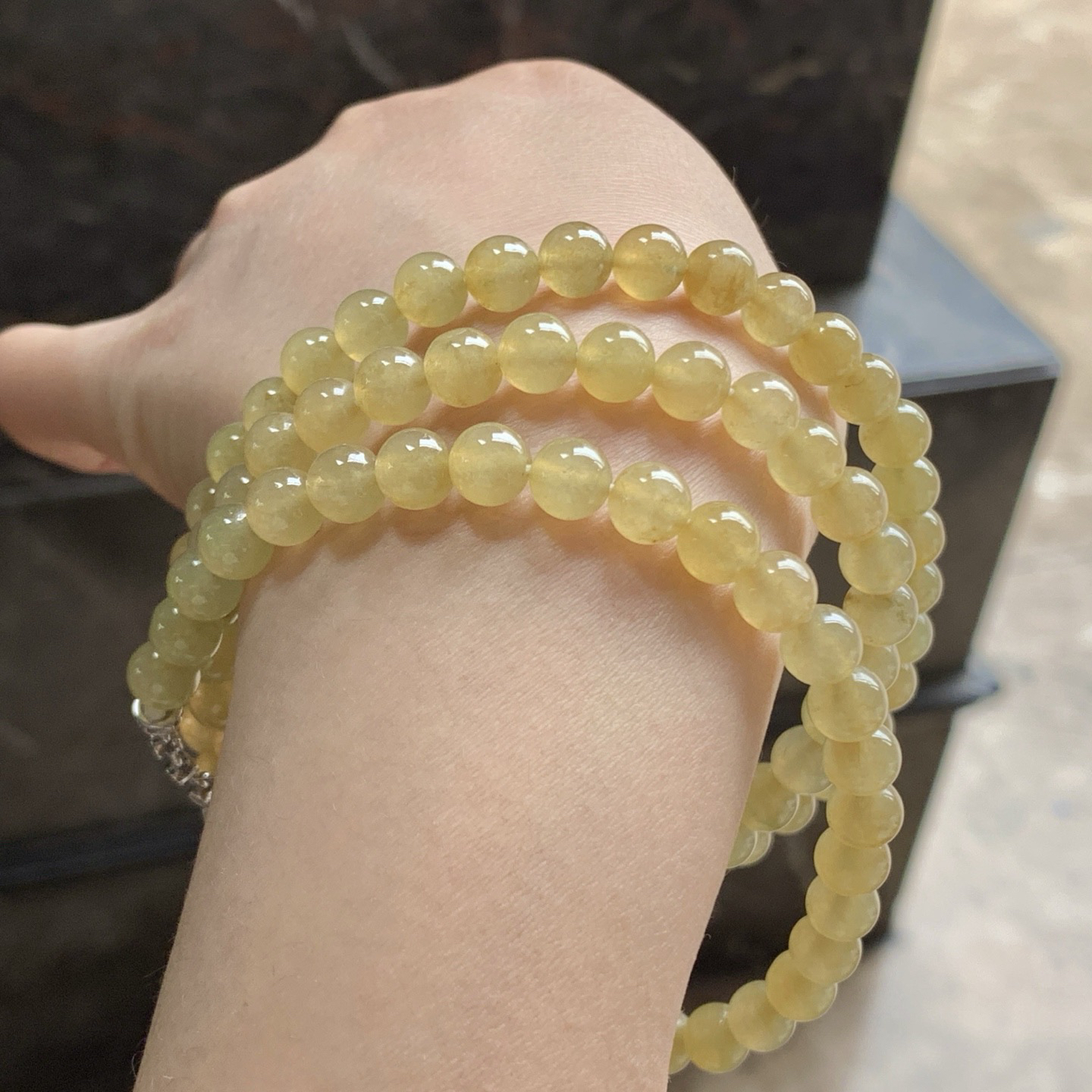 冰黄珠链^_^鲜艳 水润