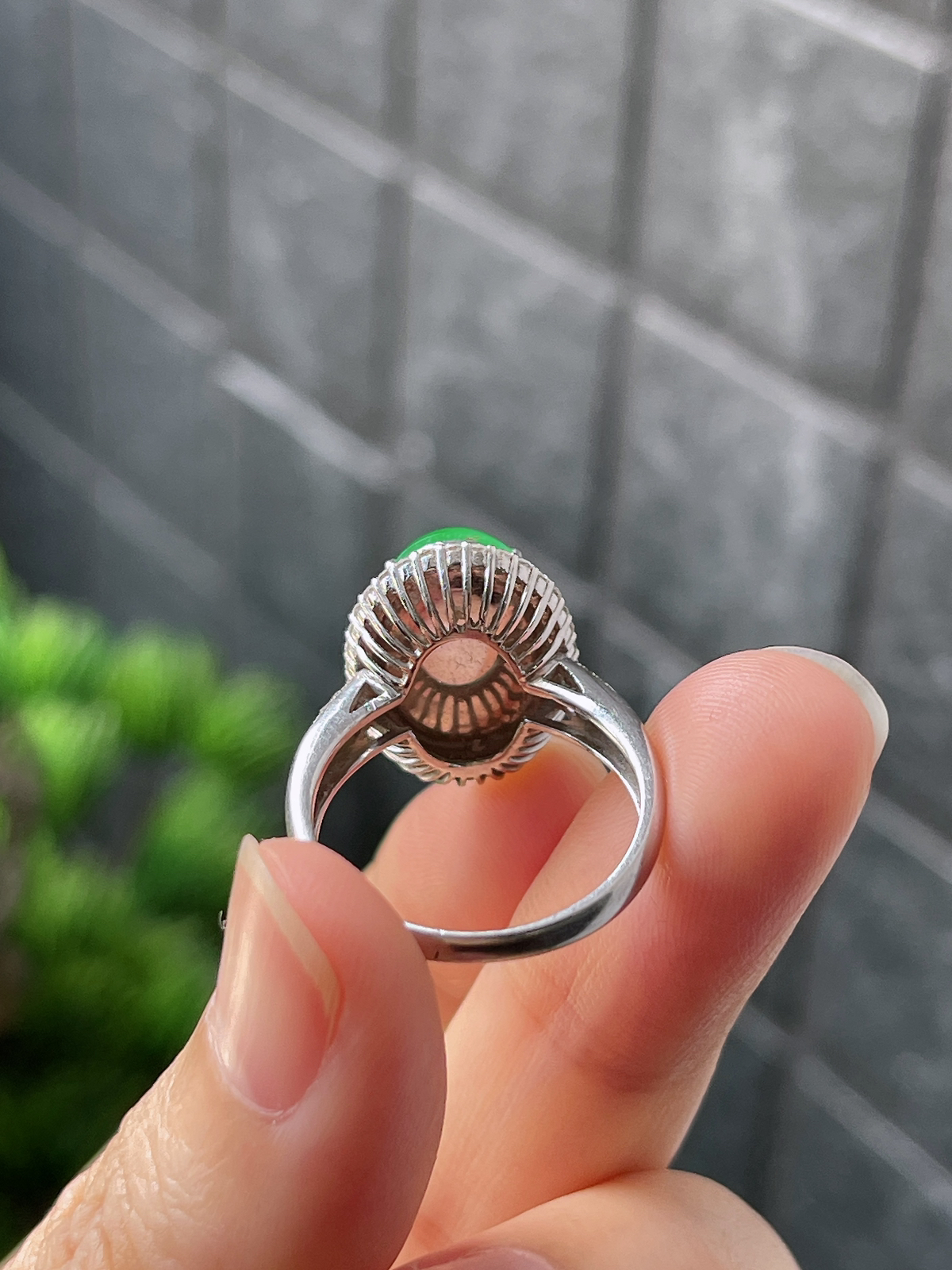 18k翡翠冰阳绿色戒指