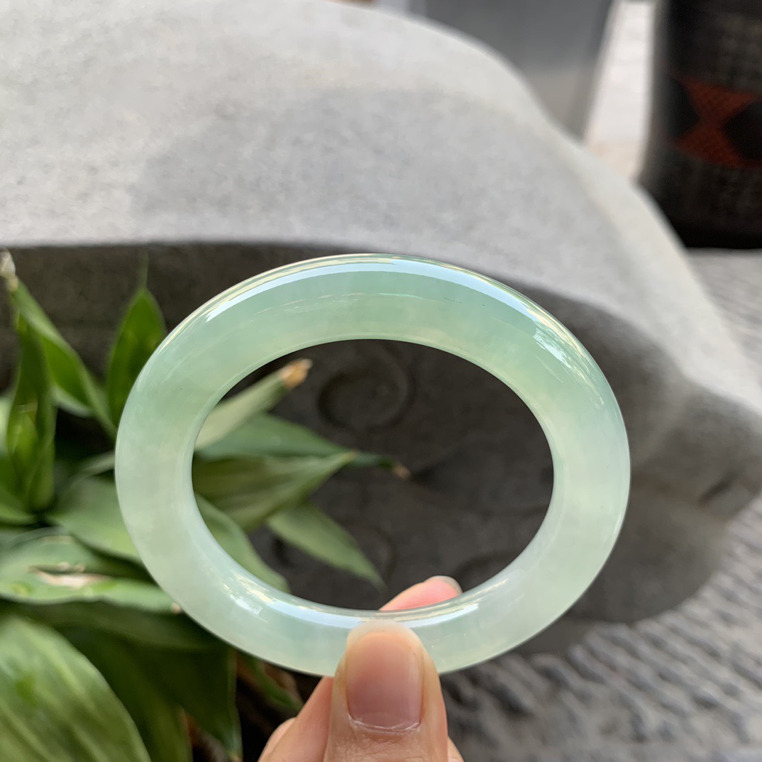 圈口55.2-11.4 【冰绿圆条手镯】圆条55 56可戴