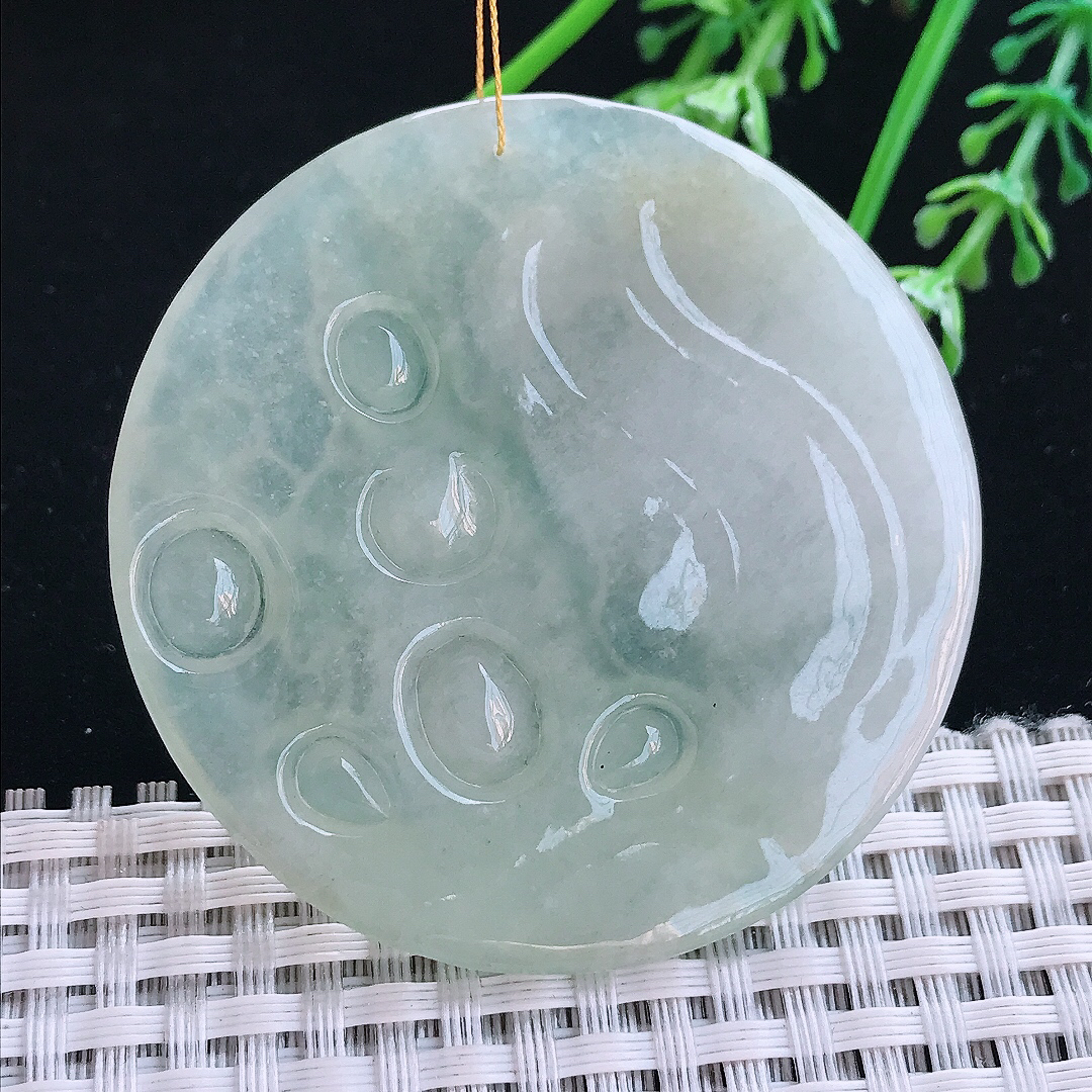 实拍A货翡翠53.6/5.3老坑冰润起胶冰晴虚空藏菩萨吊坠翡翠挂件