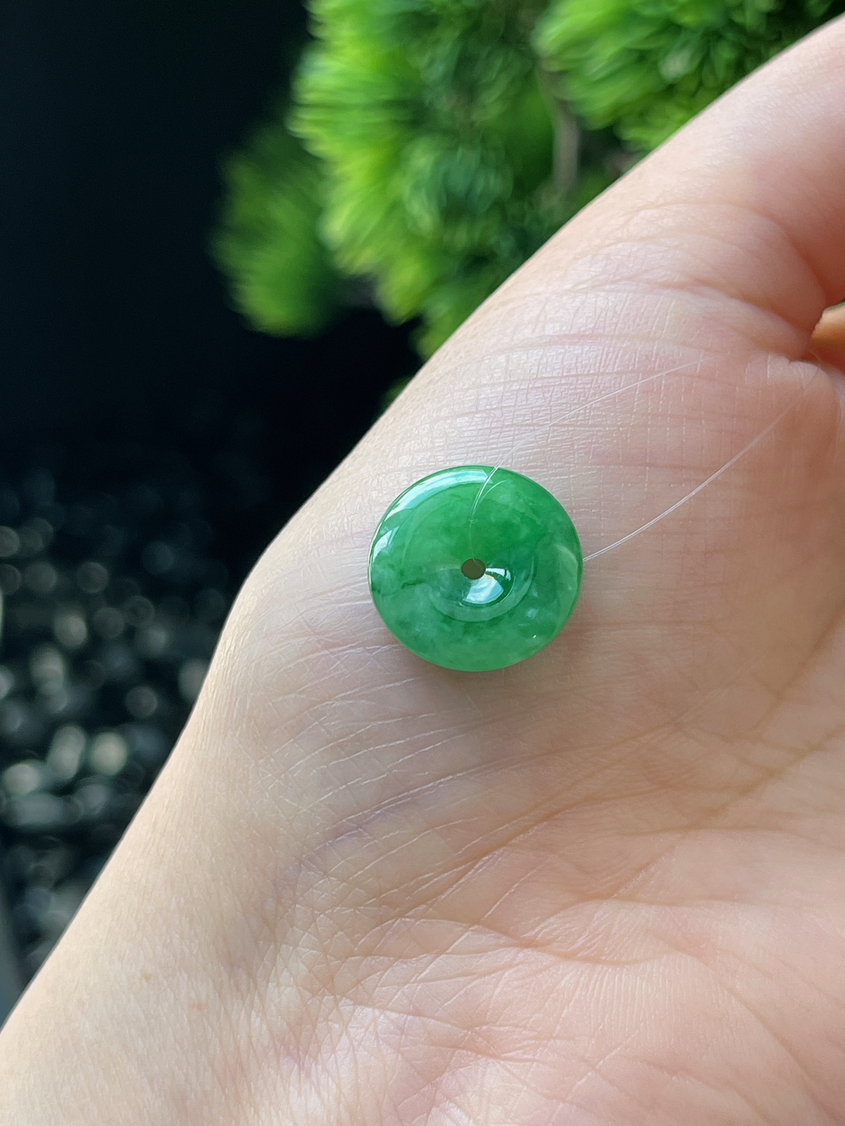 翡翠糯化种绿色平安扣