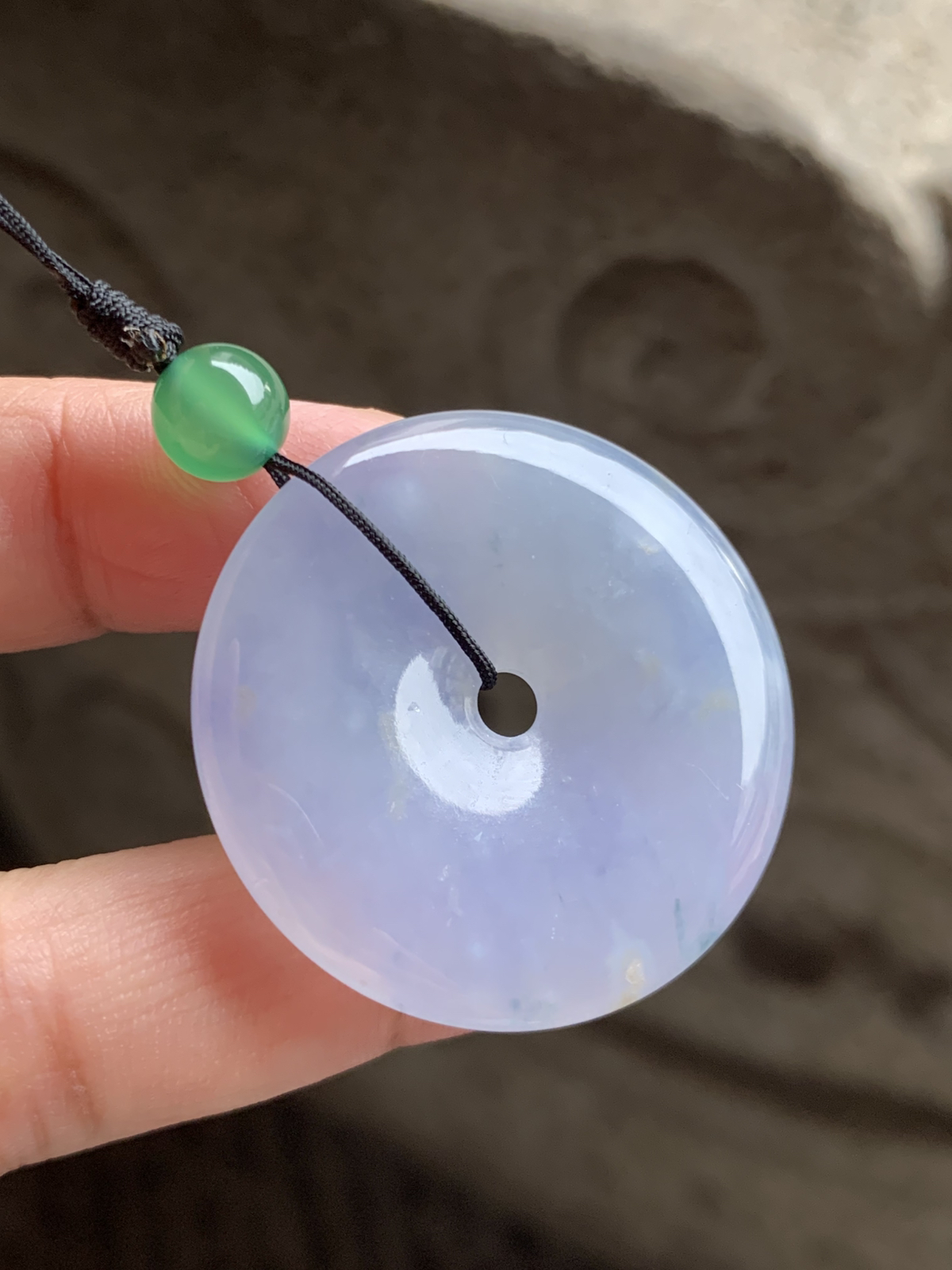 冰紫平安扣裸石38*38*6.3，冰润通透，胶润水足，紫色淡雅，清新大气