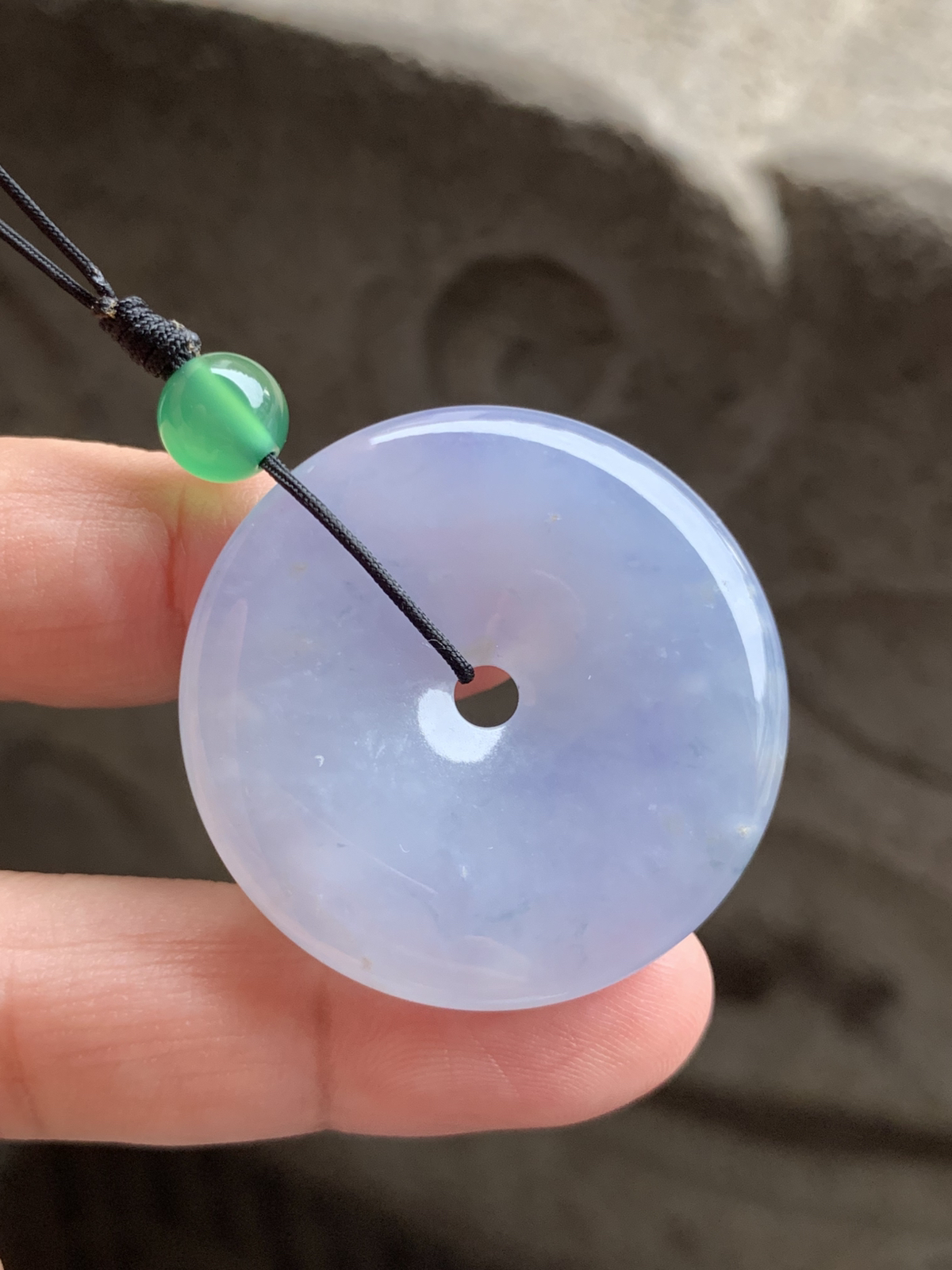 冰紫平安扣裸石38*38*6.3，冰润通透，胶润水足，紫色淡雅，清新大气