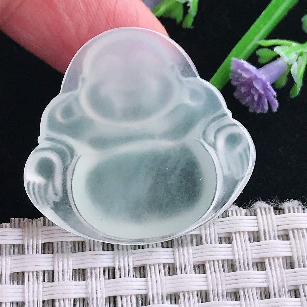 实拍A货翡翠30.1/32.6/5老坑冰种起胶佛公吊坠翡翠玉佛挂件