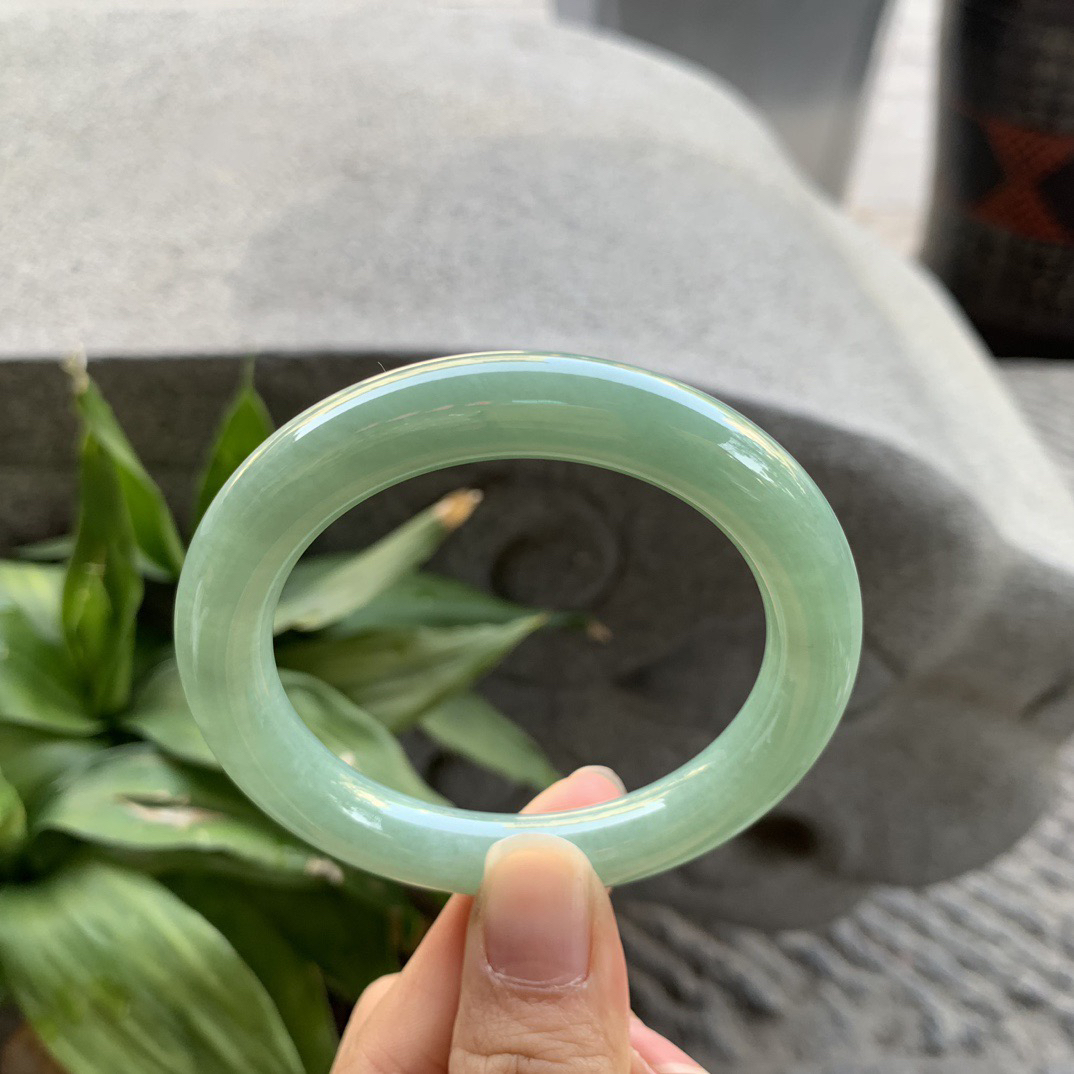 小圈口53-9.9 【满绿圆条手镯】圆条53 54可戴