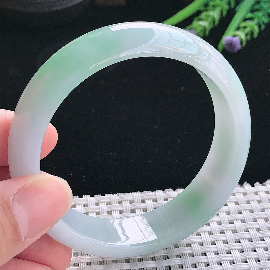 实拍天然翡翠59/16.9/8轮胎镯老坑冰润起胶冰晴手镯翡翠玉镯手环