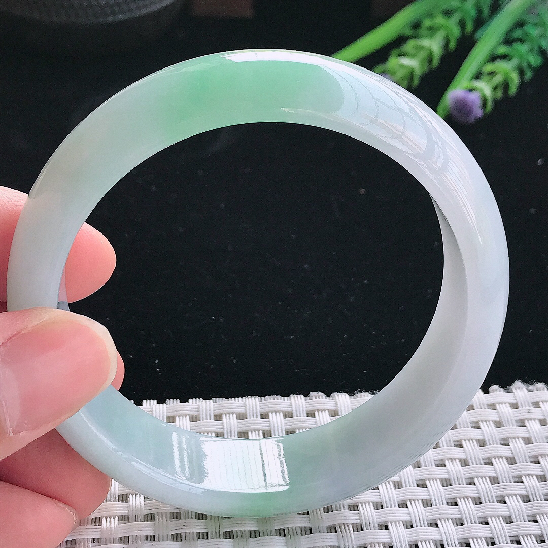 实拍天然翡翠59/16.9/8轮胎镯老坑冰润起胶冰晴手镯翡翠玉镯手环