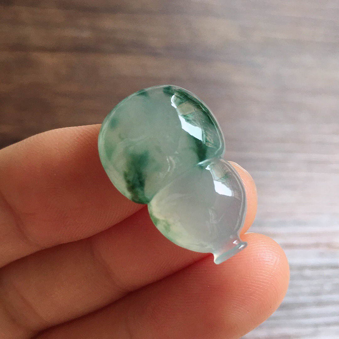 冰飘花葫芦，镶嵌佳品，冰润细腻，种水足，001 尺寸24.2*16.1*7.9