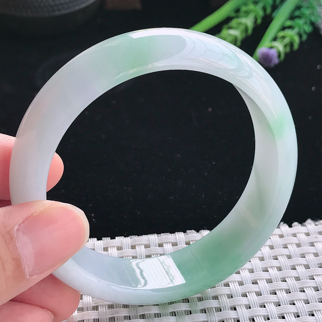 实拍天然翡翠59/16.9/8轮胎镯老坑冰润起胶冰晴手镯翡翠玉镯手环