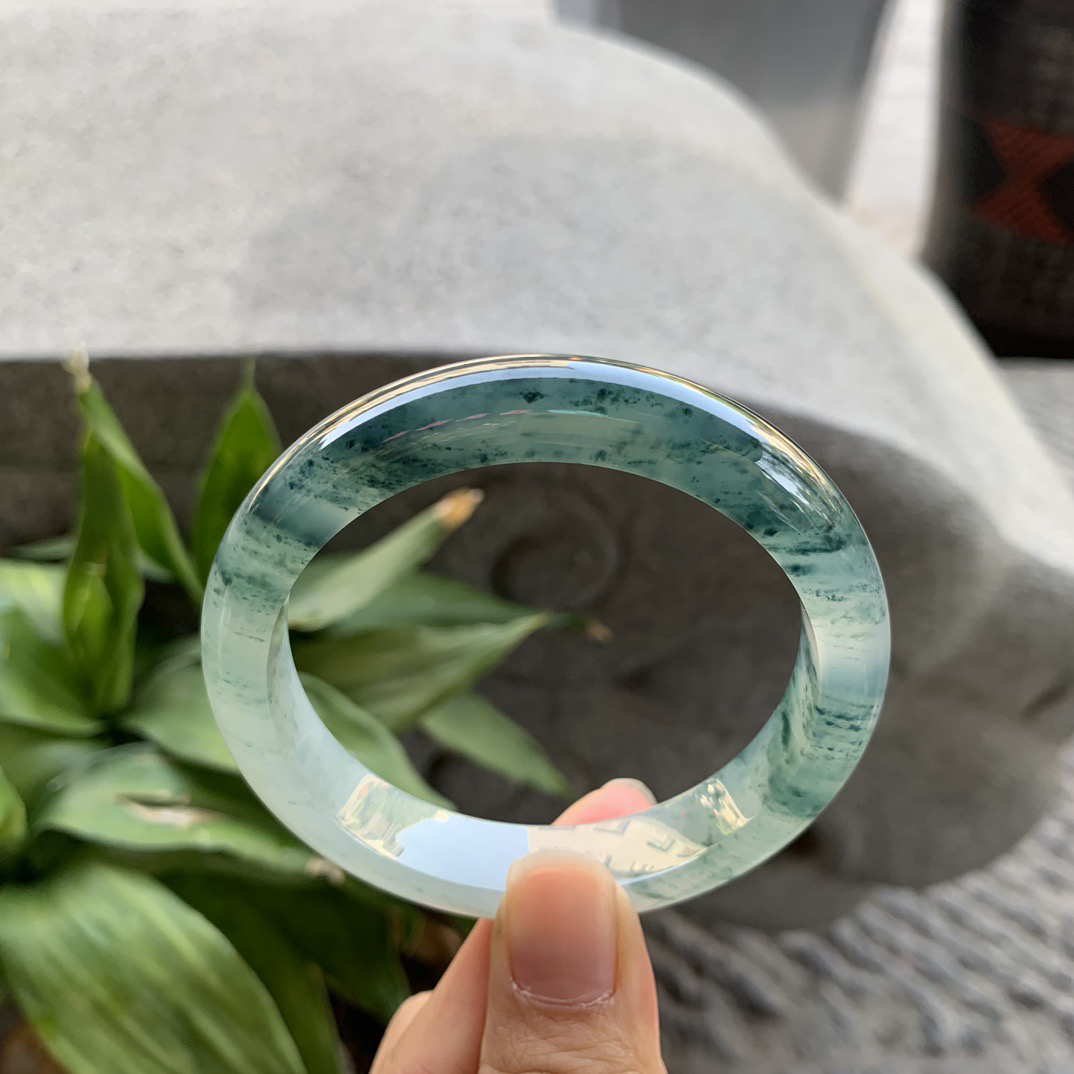 圈口56.3-11.8-8 【冰种飘花正圈手镯】正圈56 57可戴