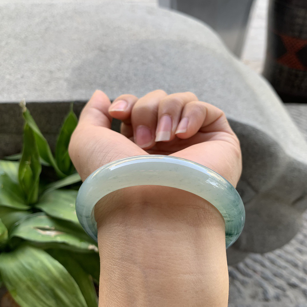 圈口56.3-11.8-8 【冰种飘花正圈手镯】正圈56 57可戴