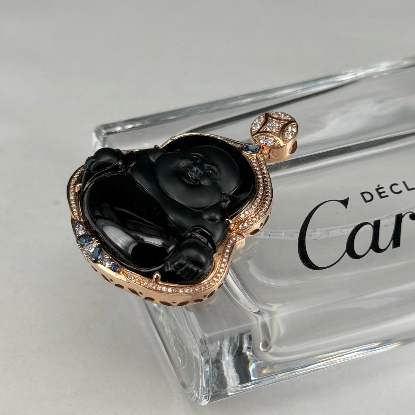 精品18k墨翠大肚佛 种好色正 黑度极好 打灯通透 油性十足